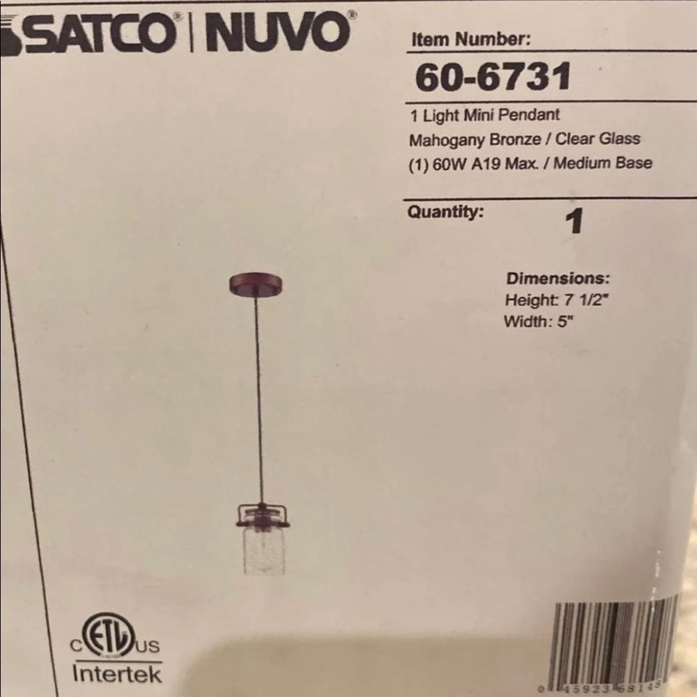 2 BRAND NEW, NEVER USED, JAR PENDANT LIGHTS! - Picture 4 of 4